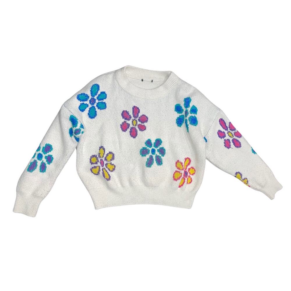 Universal Thread oversize Crewneck Pullover Flower Floral Sweater Boho Retro Y2K